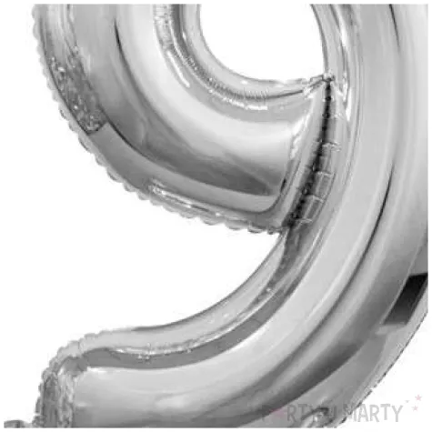 balon foliowy cyfra 9 stojaca srebrny godan 29 dgt