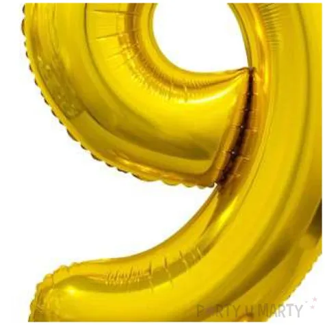 balon foliowy cyfra 9 stojaca zloty godan 29 dgt