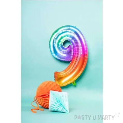balon foliowy cyfra 9 yummy gummy rainbow teczowy folat 34 dgt