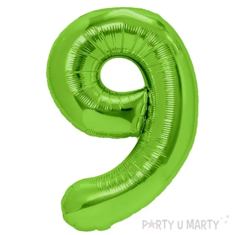 balon foliowy cyfra 9 zielone jabluszko partypal 39 dgt