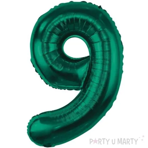 balon foliowy cyfra 9 zielony butelkowy godan 33 dgt