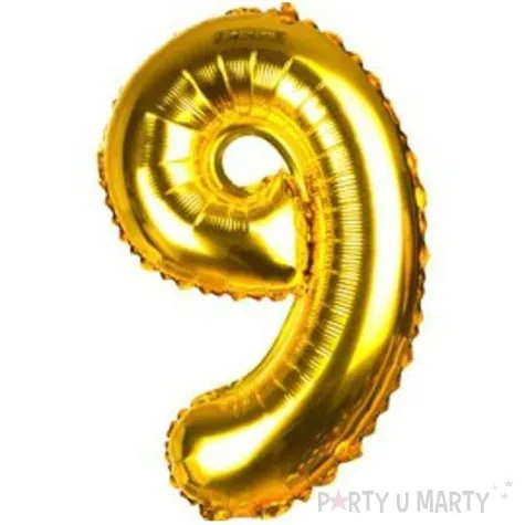 balon foliowy cyfra 9 zloty czakos 14 dgt
