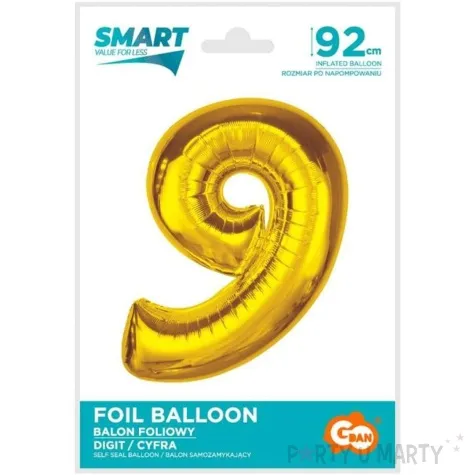 balon foliowy cyfra 9 zloty godan 36 dgt