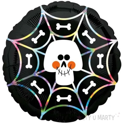 balon foliowy czaszka w pajeczynie opalizujacy amscan 18 rnd
