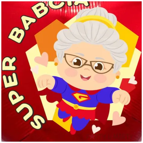 balon foliowy dekoracja na dzien babci super babcia serce czerwony 18
