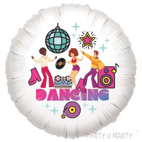 balon foliowy disco dancing bialy 18 rnd