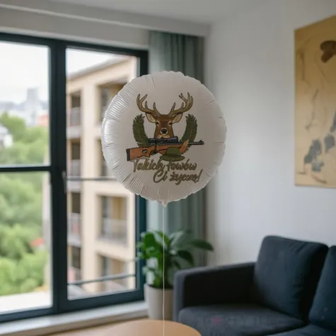 balon foliowy dla mysliwego lub kola lowieckiego takich lowow ci zycze okragly bialy 18 cali p