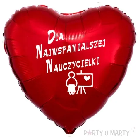 balon foliowy dla najwspanialszej nauczycielki czerwony 18 hrt