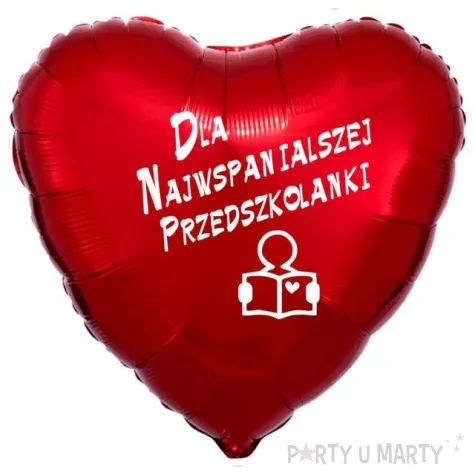 balon foliowy dla najwspanialszej przedszkolanki czerwony 18 hrt