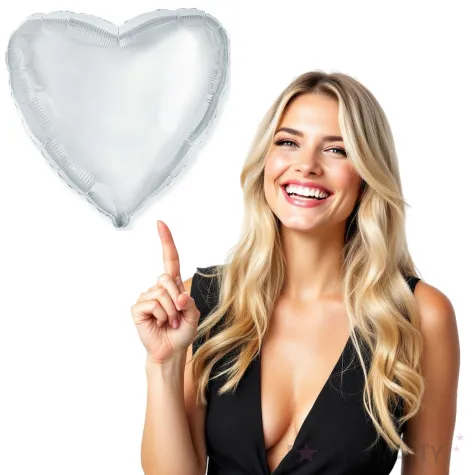 balon foliowy duze serce srebrny flexmetal 32 hrt