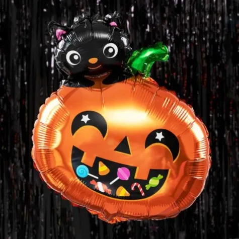 balon foliowy dynia i czarny kot pomaranczowy partypal 25 shp