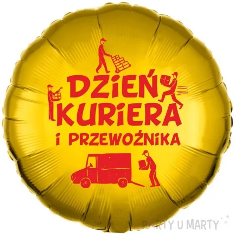 balon foliowy dzien kuriera i przewoznika czerwono zloty 18 rnd