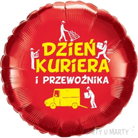 balon foliowy dzien kuriera i przewoznika zolto czerwony 18 rnd