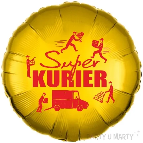 balon foliowy dzien kuriera super kurier czerwono zloty 18 rnd