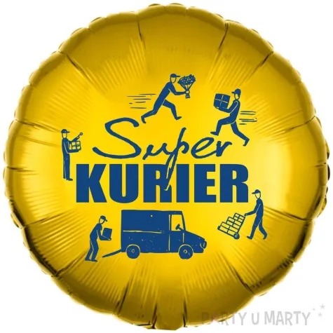 balon foliowy dzien kuriera super kurier niebiesko zloty 18 rnd