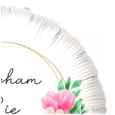 balon foliowy dzien matki kwiaty kocham cie mamo bialy 18 rnd