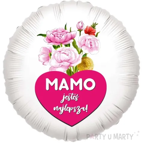 balon foliowy dzien matki mamo jestes najlepsza bialy 18 rnd