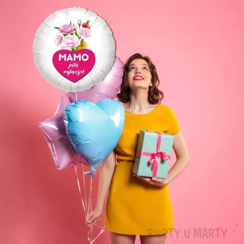 balon foliowy dzien matki mamo jestes najlepsza bialy 18 rnd