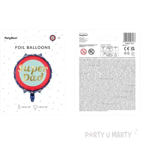 balon foliowy dzien ojca super dad partydeco 18 rnd