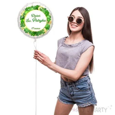 balon foliowy dzien sw patryka 17 marca bialy 18 rnd