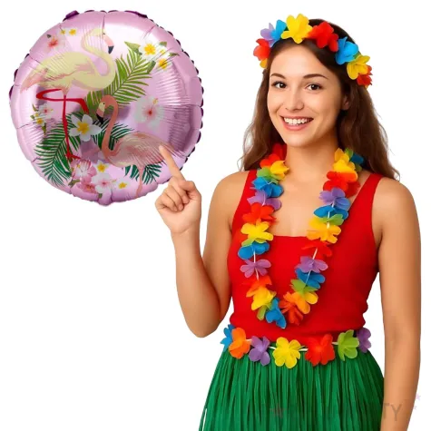 balon foliowy flamingi w kwiatach rozowy jasny oem 18 rnd