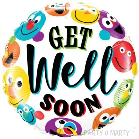 balon foliowy get well soon smileys qualatex 18 rnd