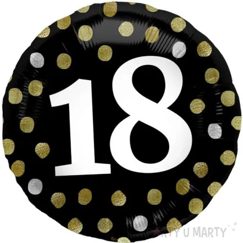 balon foliowy glossy 18 urodziny czarny folat 17 rnd