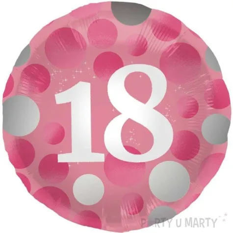 balon foliowy glossy 18 urodziny rozowy folat 17 rnd