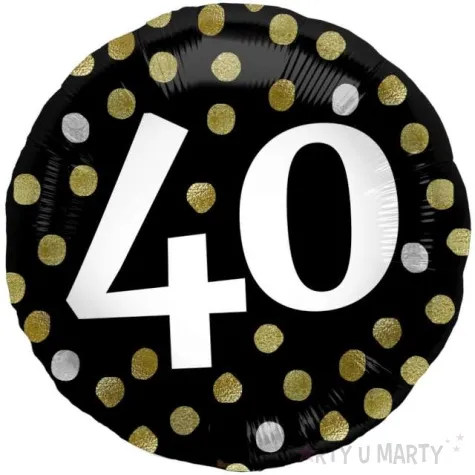 balon foliowy glossy 40 urodziny czarny folat 17 rnd