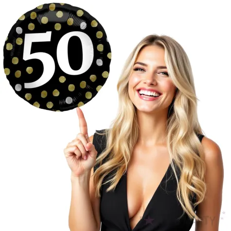 balon foliowy glossy 50 urodziny czarny folat 17 rnd