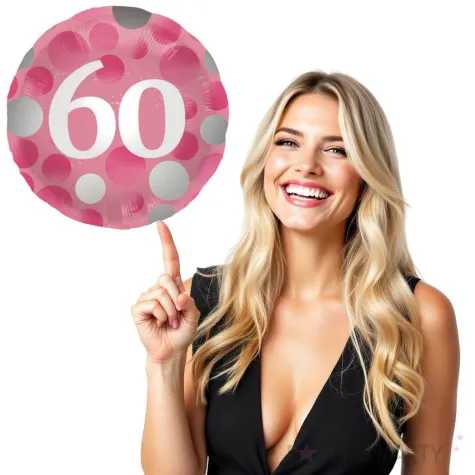 balon foliowy glossy 60 urodziny rozowy folat 17 rnd