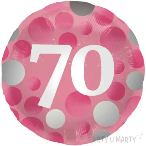 balon foliowy glossy 70 urodziny rozowy folat 17 rnd