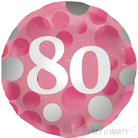 balon foliowy glossy 80 urodziny rozowy folat 17 rnd