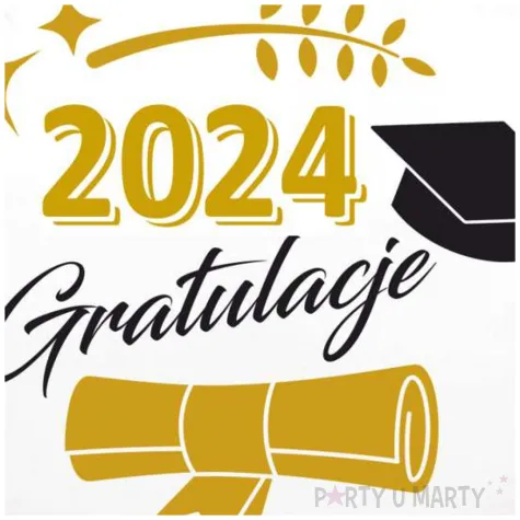 balon foliowy gratulacje biret i dyplom 2024 bialy 18 rnd