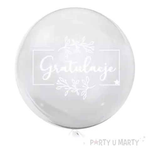 balon foliowy gratulacje kolor bialy transparentny tuban 18 orb