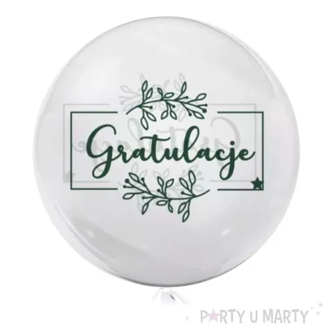 balon foliowy gratulacje kolor zielony transparentny tuban 18 orb