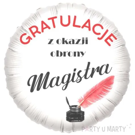 balon foliowy gratulacje z okazji obrony magistra bialy 18 rnd