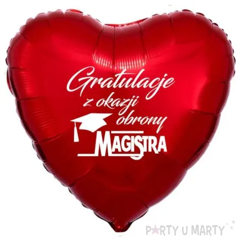 balon foliowy gratulacje z okazji obrony magistra czerwony 18 hrt