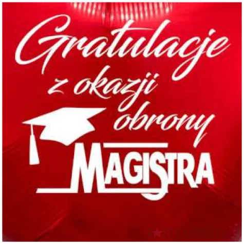 balon foliowy gratulacje z okazji obrony magistra czerwony 18 hrt