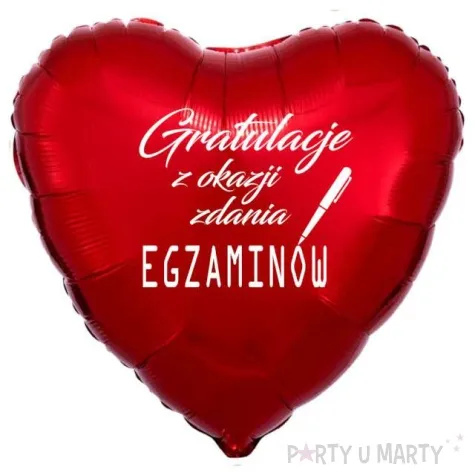 balon foliowy gratulacje z okazji zdania egzaminow czerwony 18 hrt