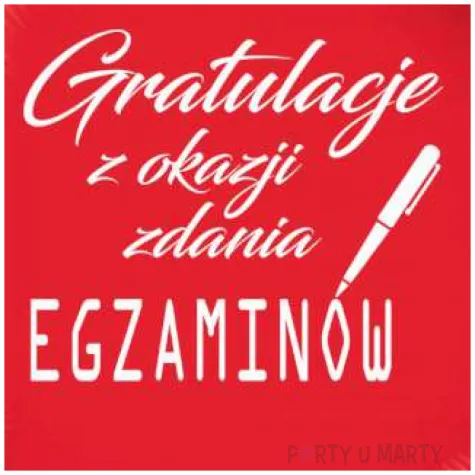balon foliowy gratulacje z okazji zdania egzaminow czerwony 18 rnd
