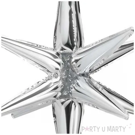 balon foliowy gwiazda 3d dekoracja na urodziny sylwestra srebrna metaliczna 28 str