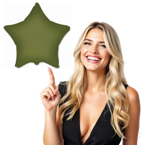 balon foliowy gwiazda dekoracja na urodziny zielony oliwkowy matowy 18 str