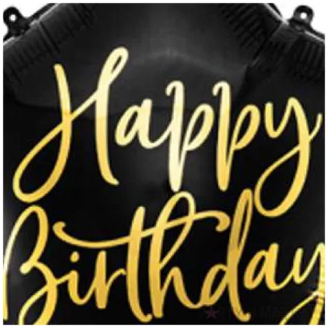 balon foliowy gwiazda happy birthday czarny partydeco 18 5 str