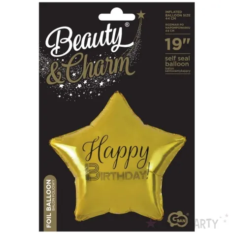 balon foliowy gwiazda happy birthday zloty godan 19 str