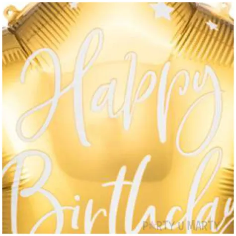 balon foliowy gwiazda happy birthday zloty partydeco 18 5 str