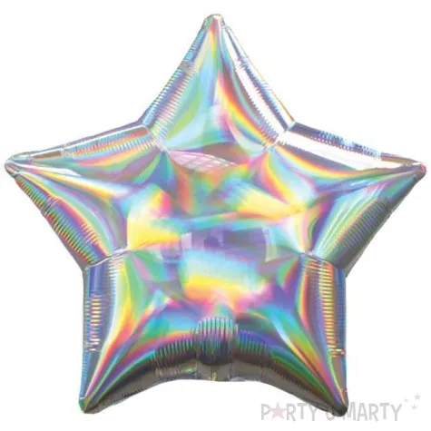 balon foliowy gwiazda holograficzna srebrny amscan 17 str