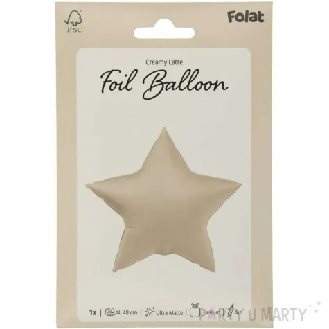 balon foliowy gwiazda matowy kremowe latte folat 18 str
