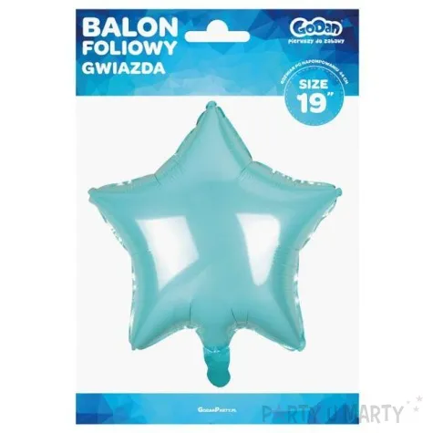 balon foliowy gwiazda niebieski jasny metalik godan 19 str