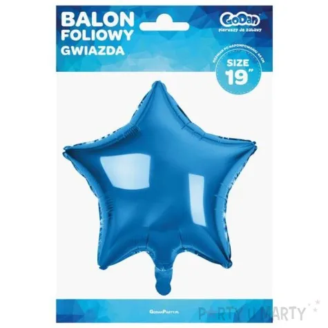 balon foliowy gwiazda niebieski metalik godan 19 str